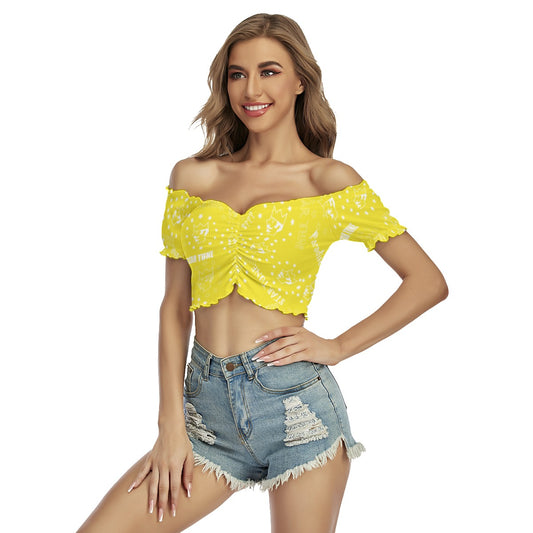 One-shoulder Off-the-navel Short Sleeve T-shirt