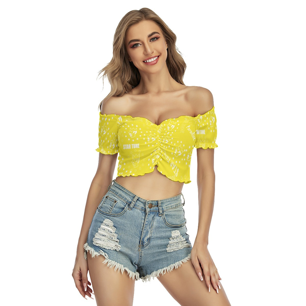 One-shoulder Off-the-navel Short Sleeve T-shirt