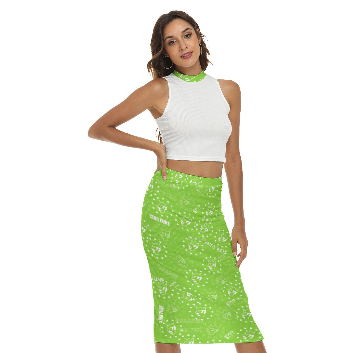 Women's Tank Top & Split High Skirt Set