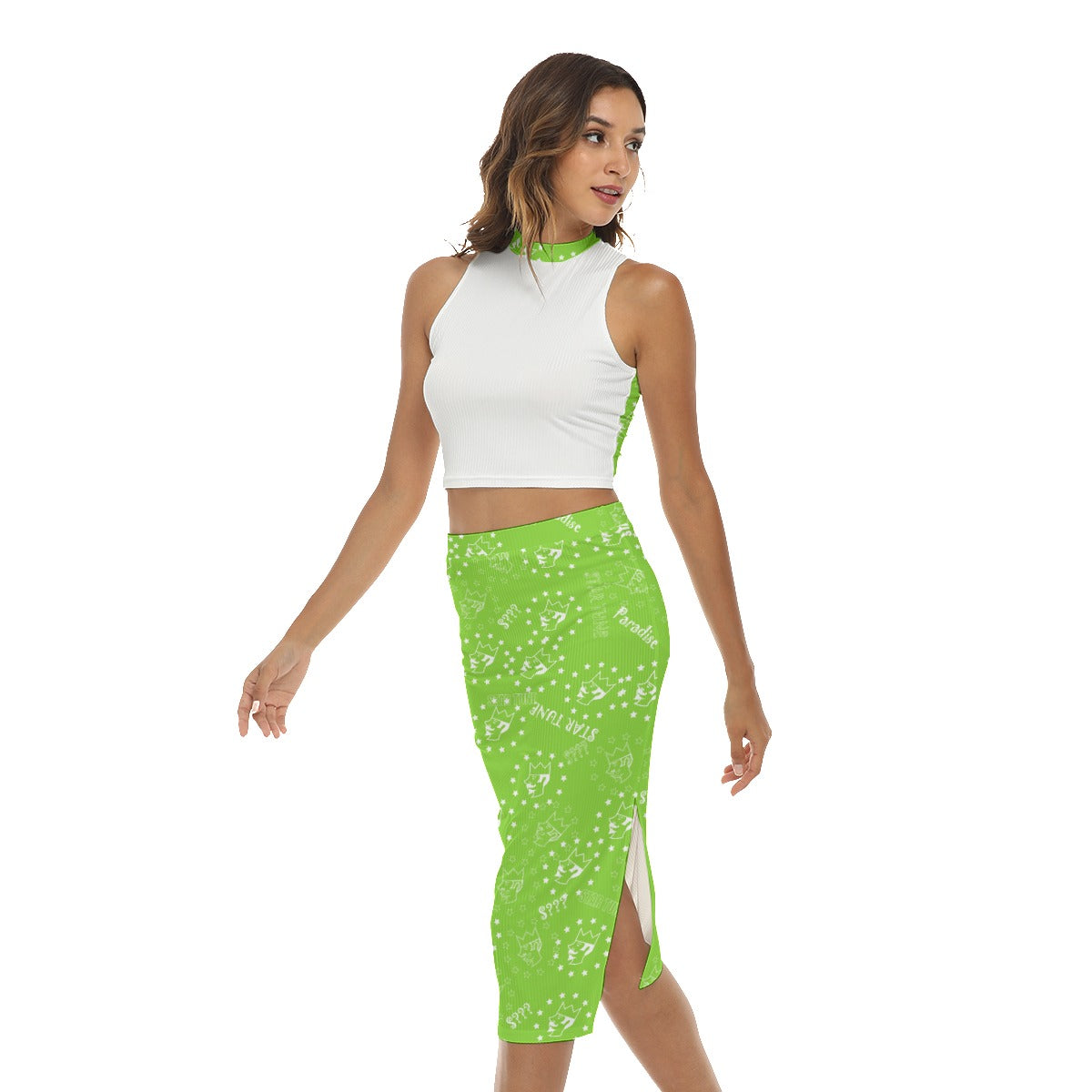 Women's Tank Top & Split High Skirt Set