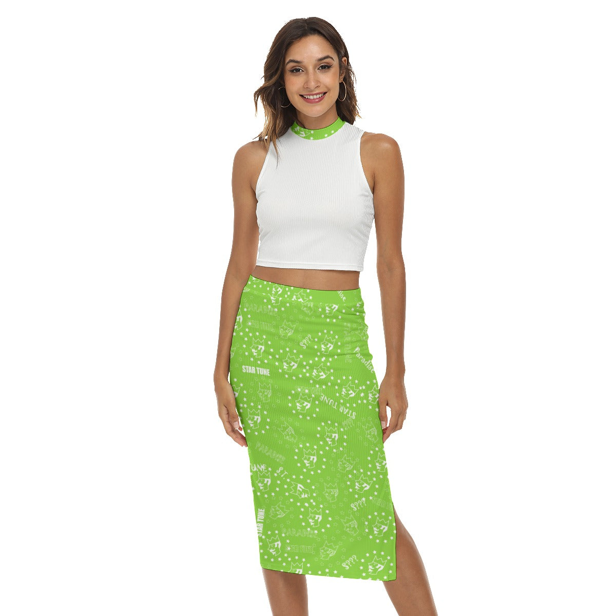 Women's Tank Top & Split High Skirt Set