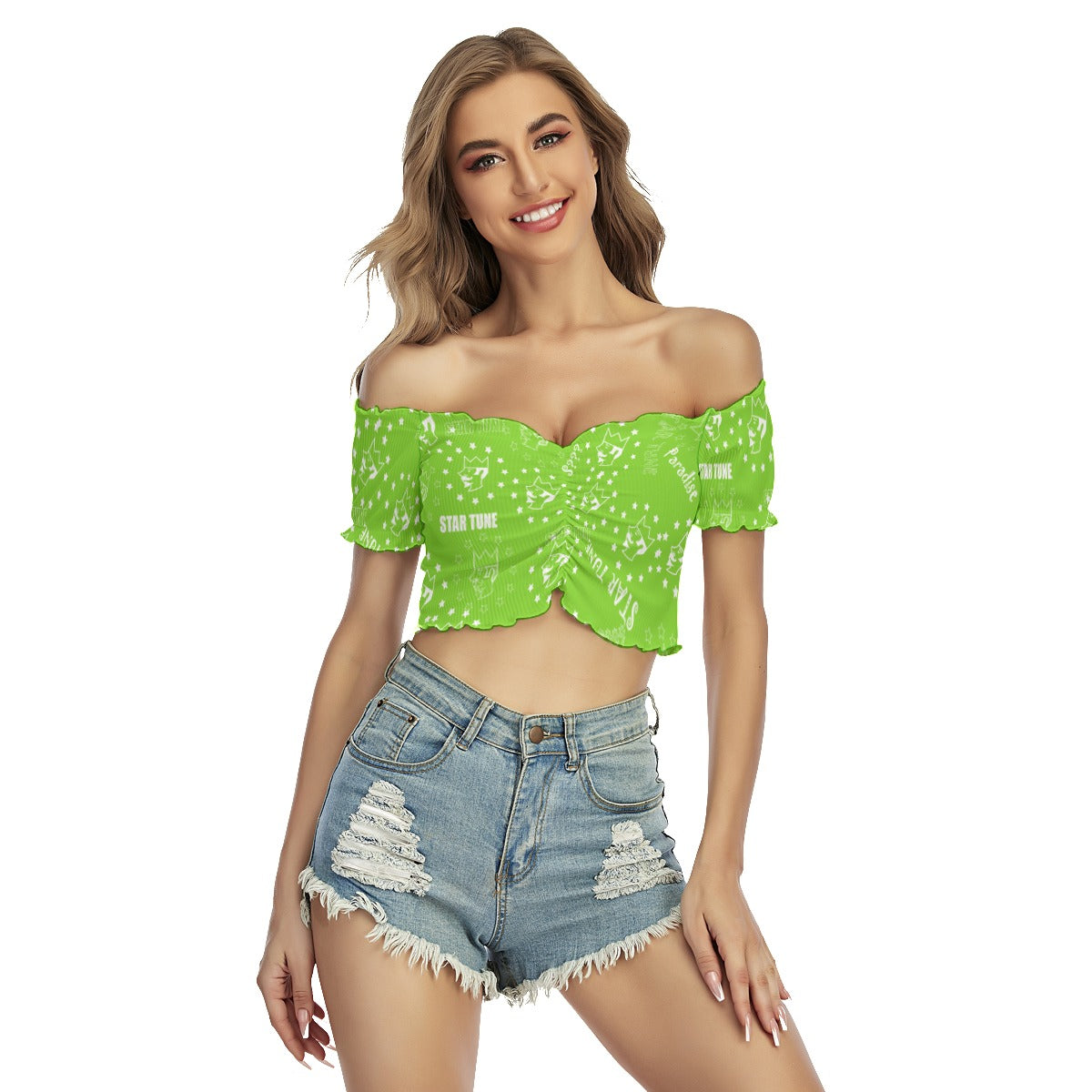 Women's One-shoulder Off-the-navel Short Sleeve T-shirt